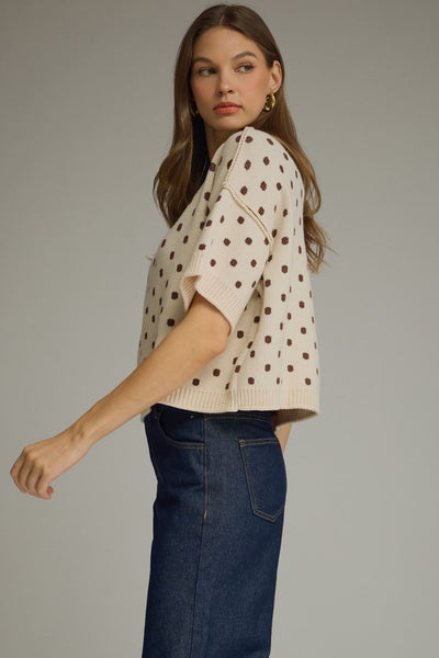 Polka Dot Short Sleeve Sweater by Entro