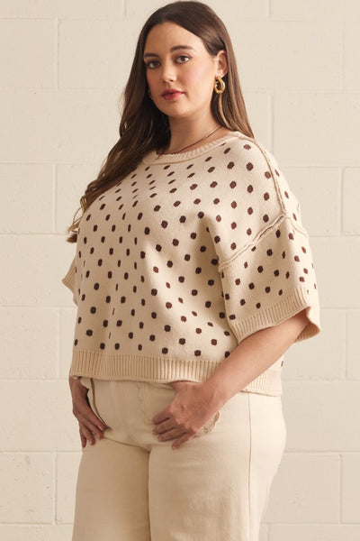 Polka Dot Short Sleeve Sweater by Entro