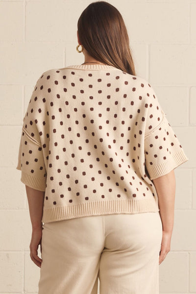 Polka Dot Short Sleeve Sweater by Entro