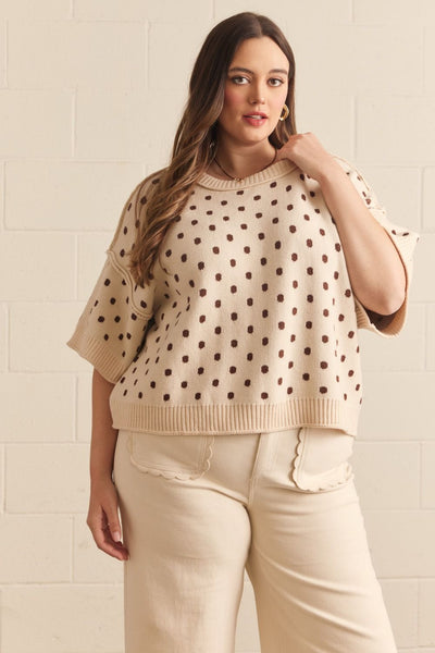 Polka Dot Short Sleeve Sweater by Entro