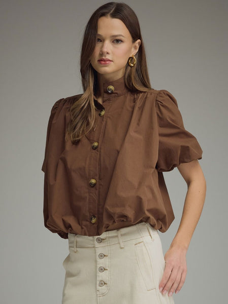 Solid Puff Sleeve Top by Entro
