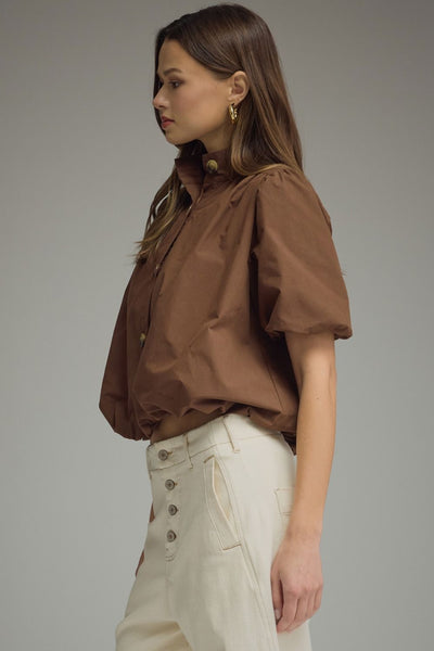 Solid Puff Sleeve Top by Entro