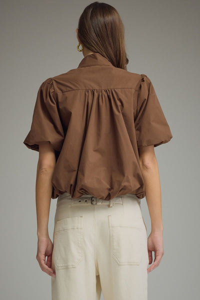 Solid Puff Sleeve Top by Entro