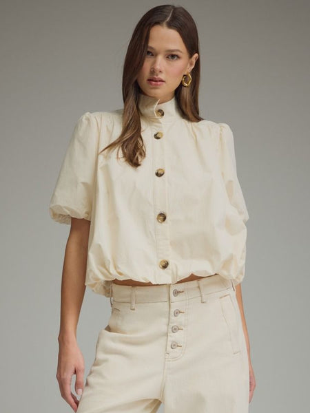 Solid Puff Sleeve Top by Entro