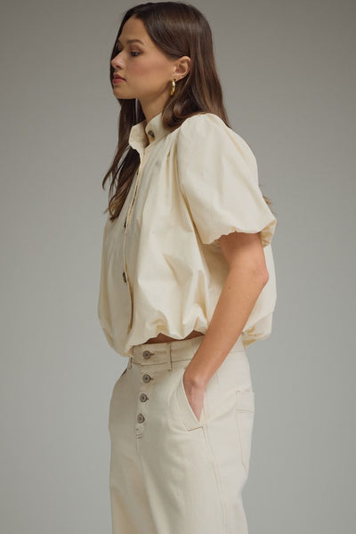 Solid Puff Sleeve Top by Entro