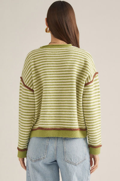Striped Long Sleeve Sweater Martini Olive by Entro