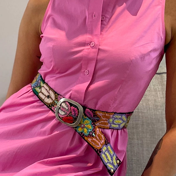 Folklorica Floral Embroidered Wool Belt by Coastal Couture