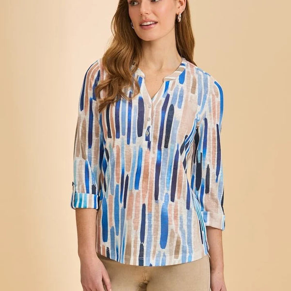 Zippy Print Henley Top Neutral by FDJ