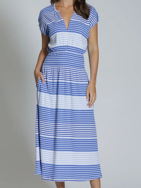 Stripe Jersey Midi Dress Blue Multi by APNY