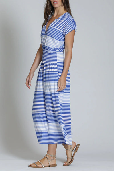 Stripe Jersey Midi Dress Blue Multi by APNY