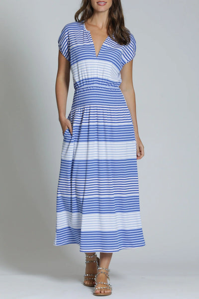 Stripe Jersey Midi Dress Blue Multi by APNY