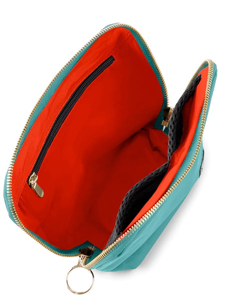 Everyday Makeup Bag Seafoam Green/Bright Orange by Kusshi