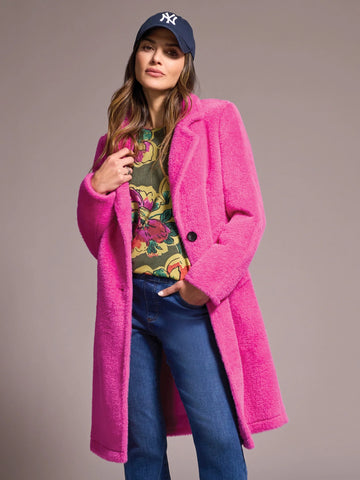 Teddy Faux Fur Button-Front Coast Pink Flambe by Tribal