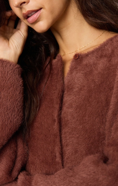 Winterglow Fluffy Cardigan Dark Rosewood by Z Supply