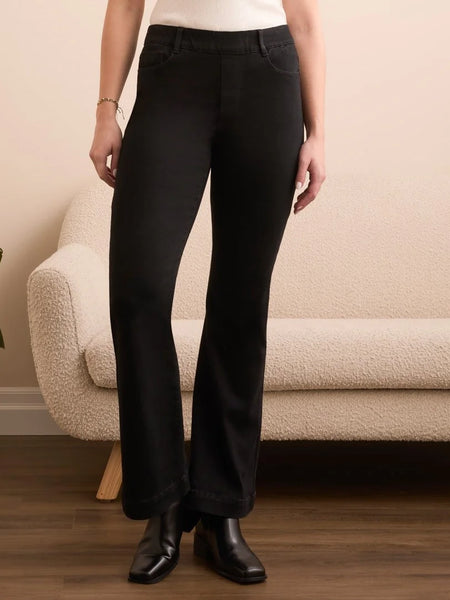 Audrey Boundless Stretch Denim Pull-On Flare Black by Tribal