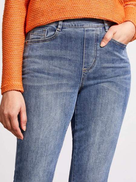 Audrey Pull On Flare Jeans River Blue by Tribal