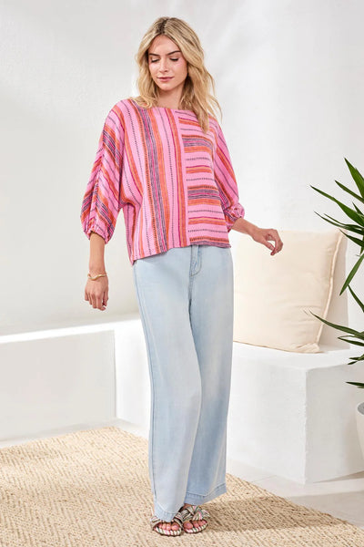 Linen Boat Neck Blouse Rosesilk by Tribal