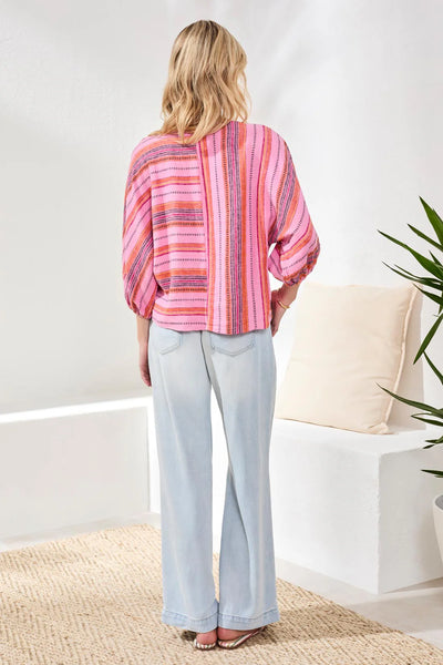 Linen Boat Neck Blouse Rosesilk by Tribal