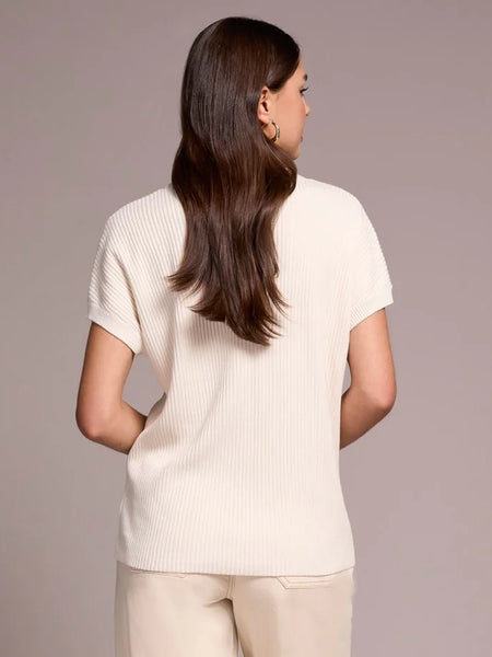 Cotton Mock Neck Cap Short Sleeve Top Moonstone by Tribal