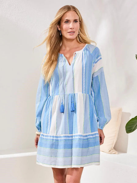Jacquard Tiered Dress Sky by Tribal