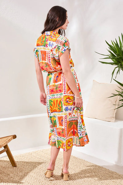 Printed Shirt Dress Guava Blush by Tribal