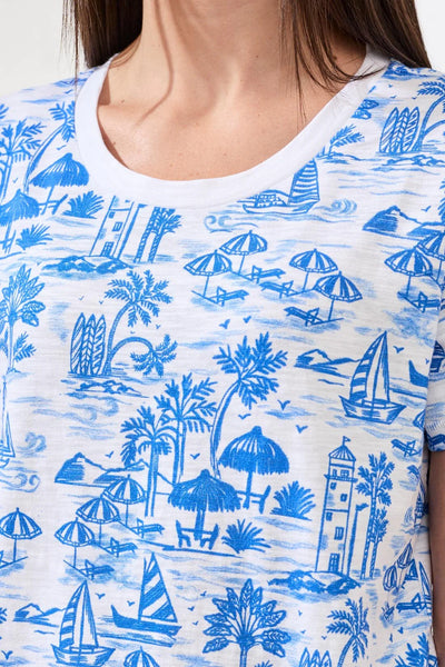 Printed Slub Knit Crew Royal by Tribal