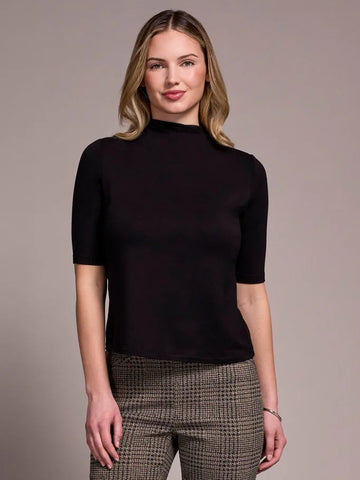 Soft French Terry Funnel Neck Top Black by Tribal