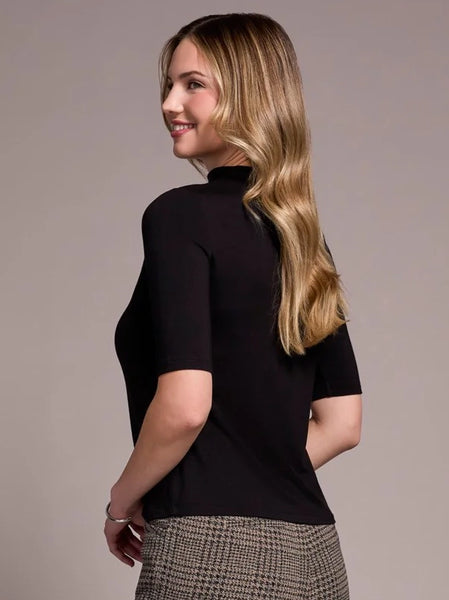 Soft French Terry Funnel Neck Top Black by Tribal
