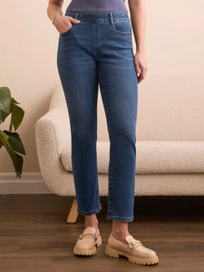 Sophia Curvy Pull On Slim Crop Jeans Faded Blue by Tribal
