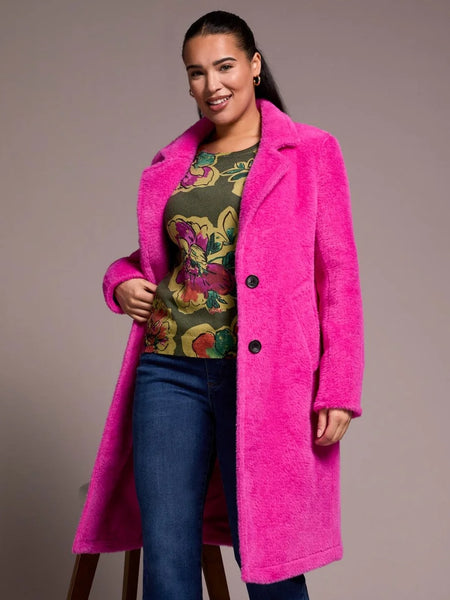 Teddy Faux Fur Button-Front Coast Pink Flambe by Tribal