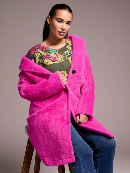 Teddy Faux Fur Button-Front Coast Pink Flambe by Tribal