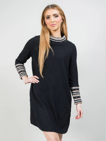 Contrast Knit Rib Dress by Trisha Tyler