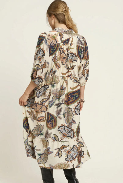Paisley Print Midi Dress Cream by Umgee