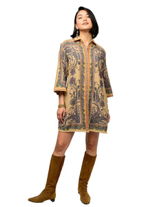 Paisley Border Shirt Dress Camel by Ivy Jane